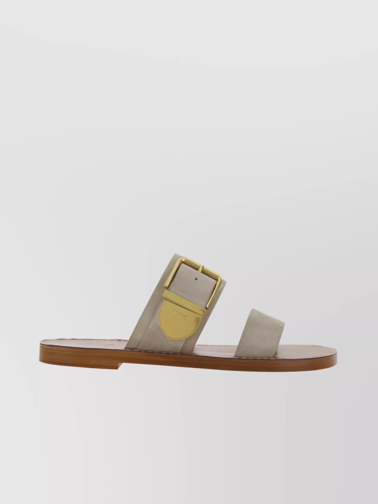 Chloé Calfskin Double Strap Flat Sandals In Neutral