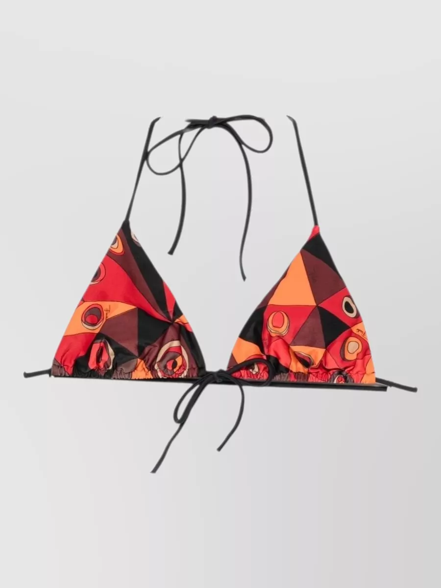 Pucci Printed gathered halterneck triangle bikini top