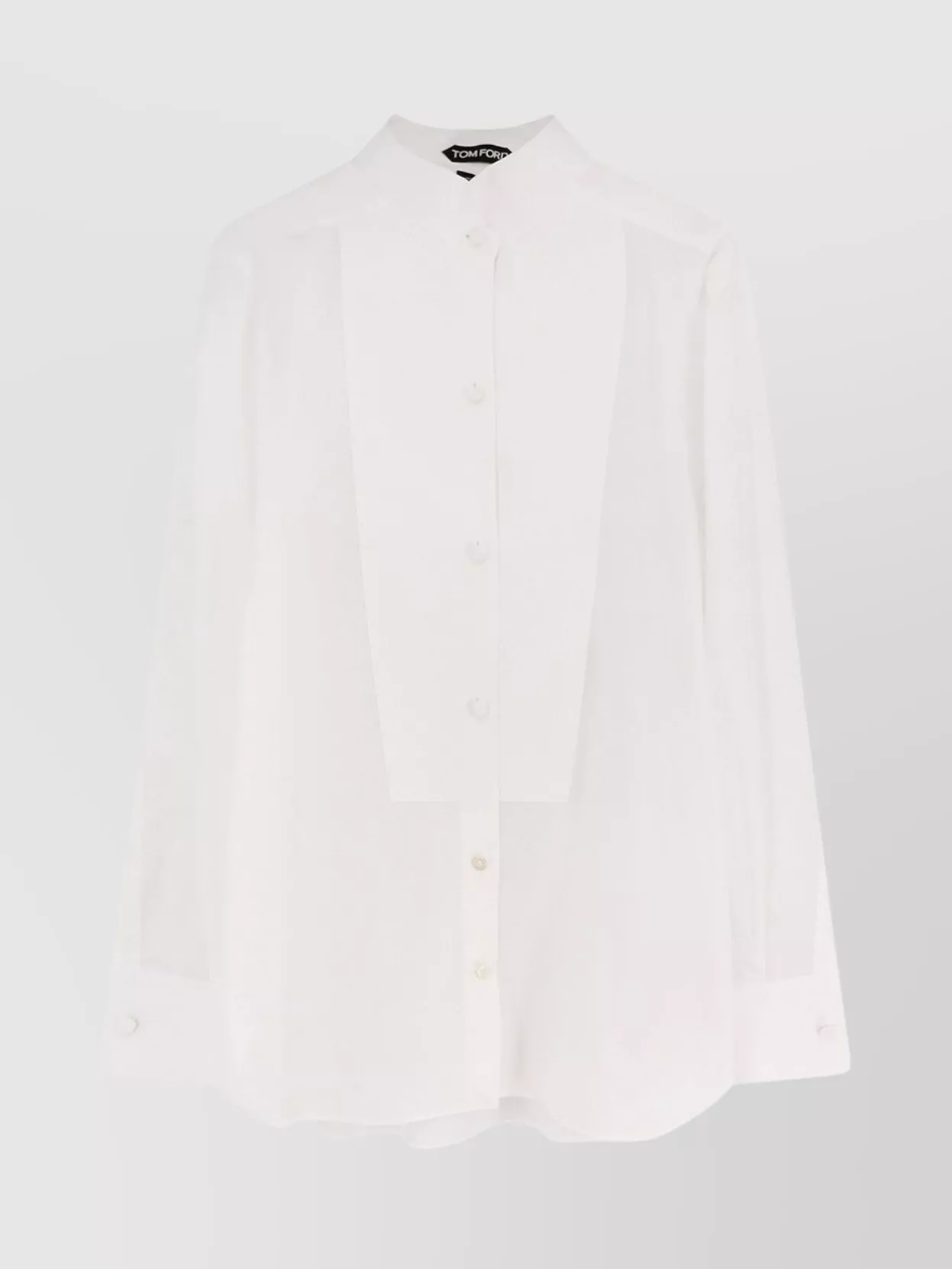 Tom Ford Textured Long Sleeve Cotton Shirt In White