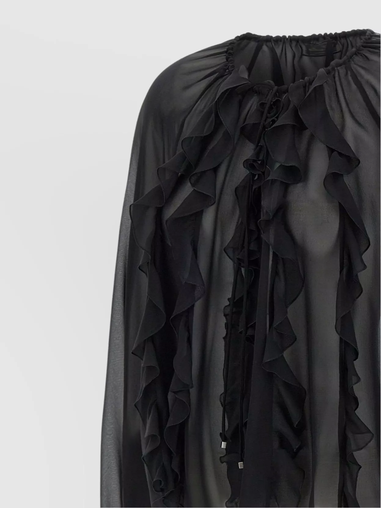 Blumarine Romantic Silk Georgette Blouse Ruffle