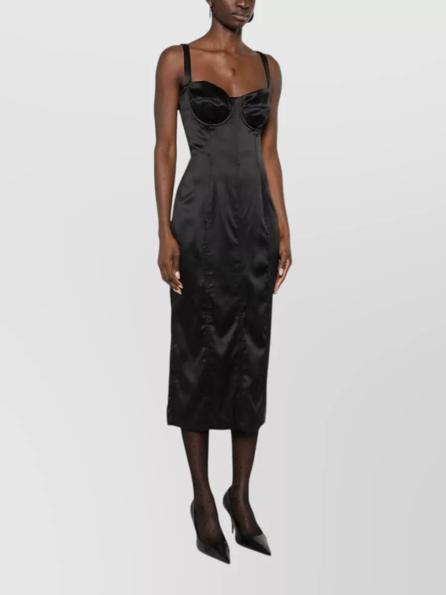 Dolce&Gabbana Silk Cupped Bust Midi Dress