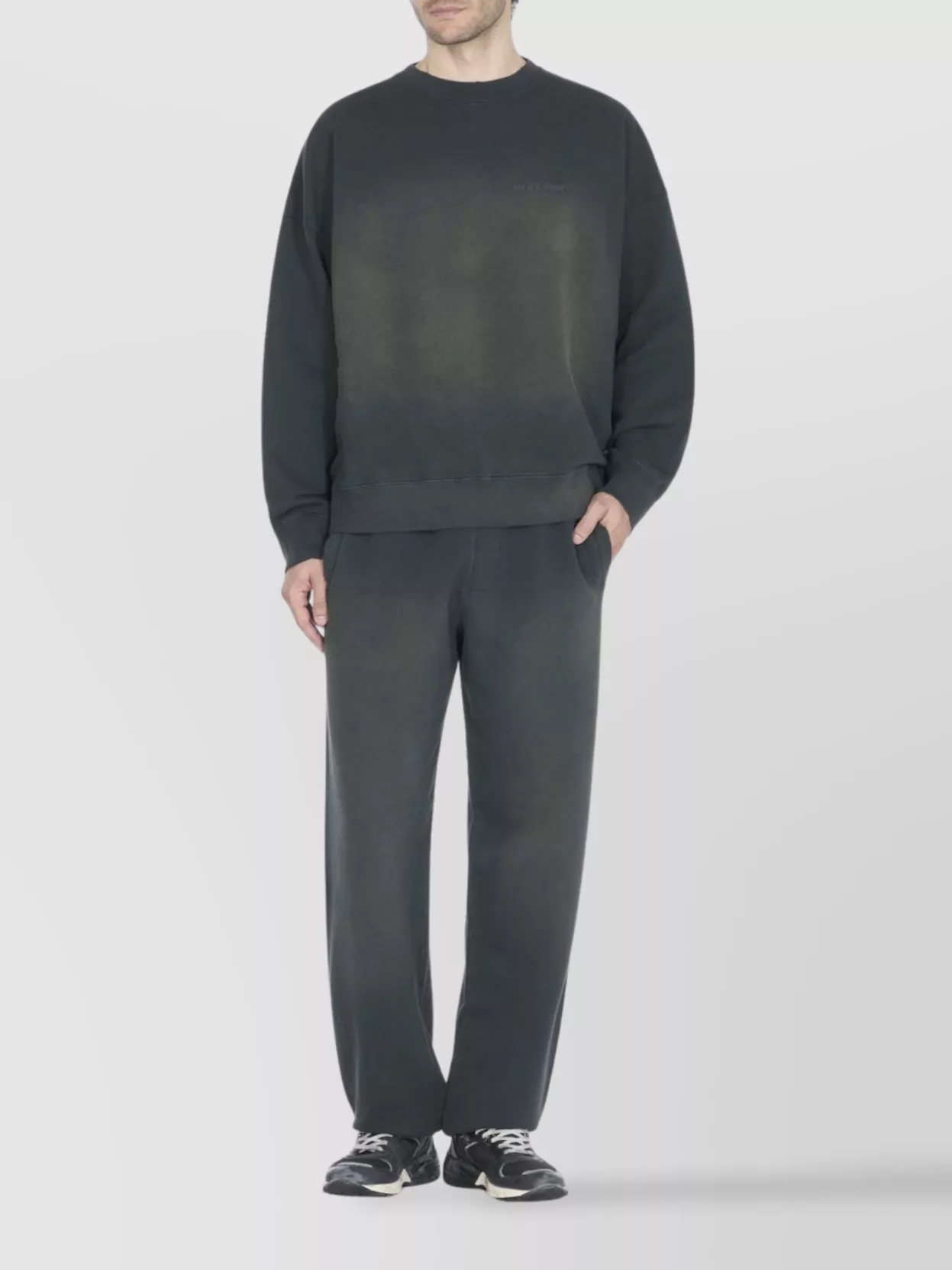 Golden Goose Relaxed Gradient Black Sweatpants With Elastic Waistband In Gray