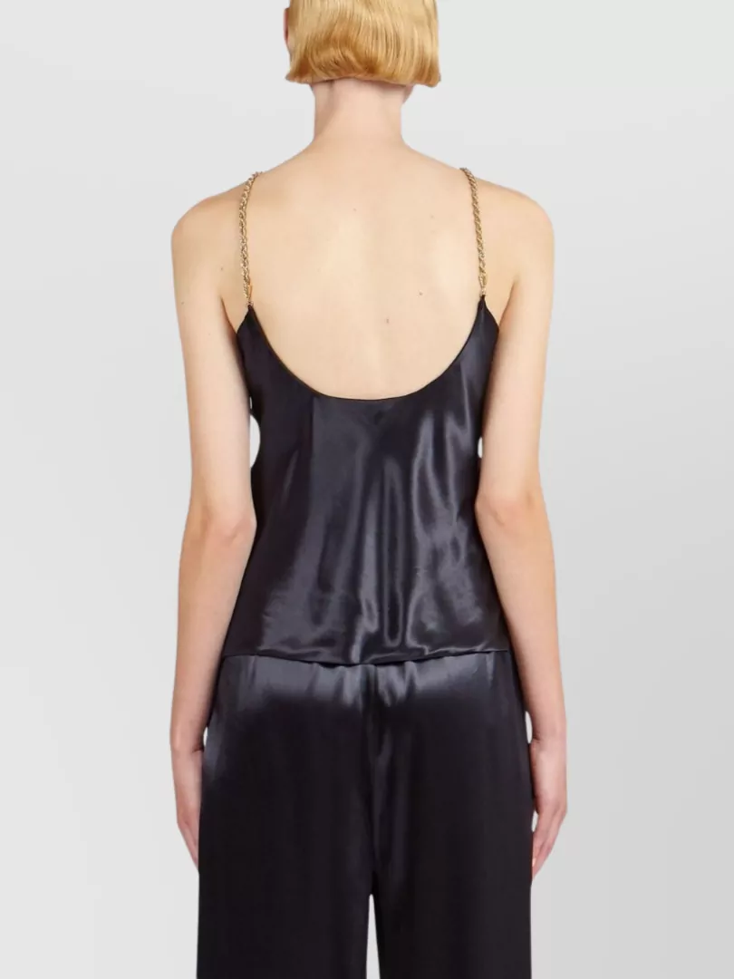 Ferragamo Chain Strap Crossover Neck Top