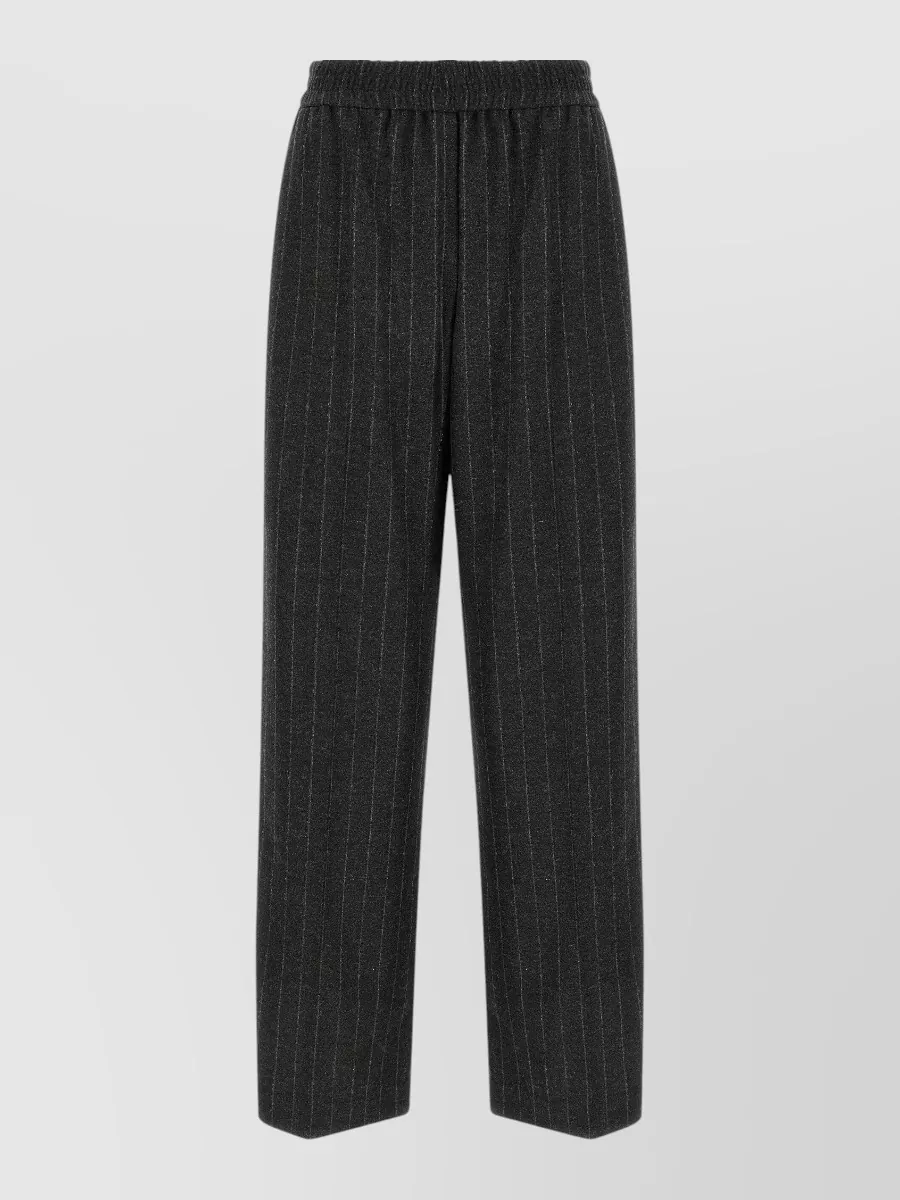 Brunello Cucinelli wool cashmere pinstripe wide leg trousers