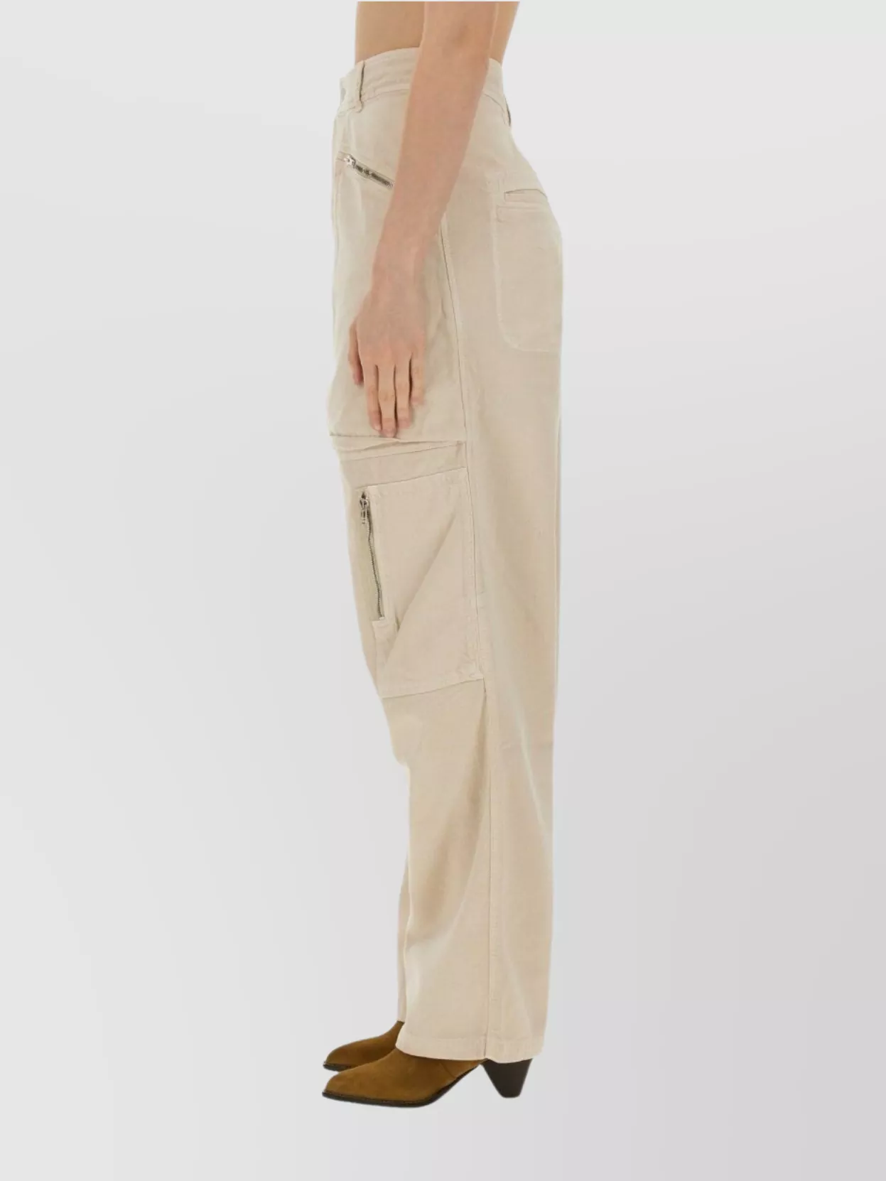 Shop Isabel Marant High Waist Wide Leg Zip Pockets Trousers