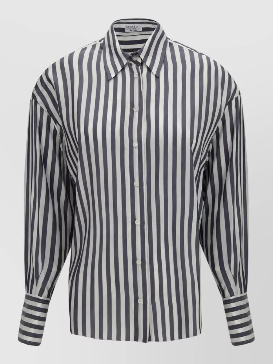 Brunello Cucinelli Silk Striped Shirt