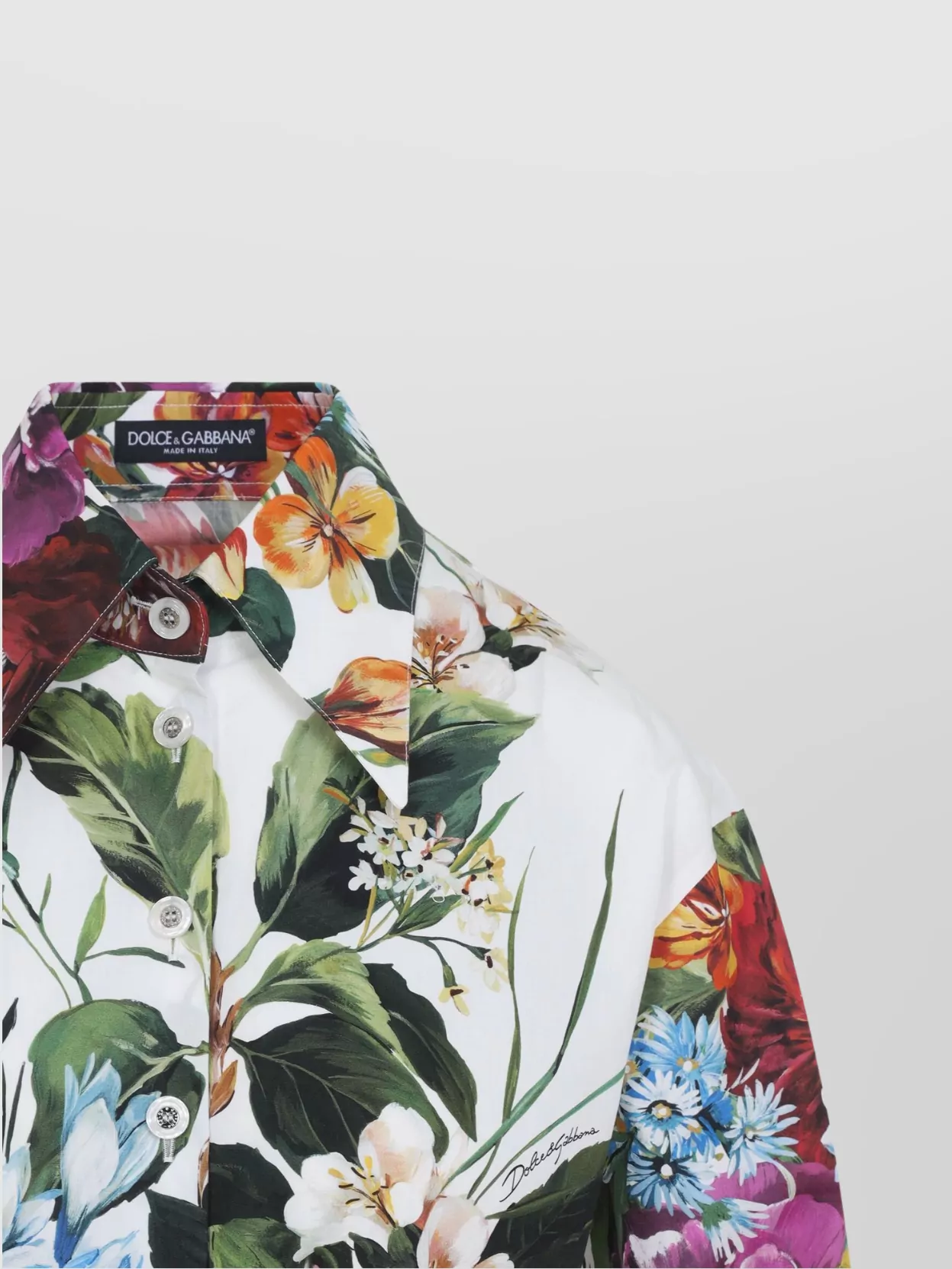 Dolce & Gabbana Multicolor Cropped Shirt With Tie Closure On The Front And All-over Floral Print In Cotton Woman