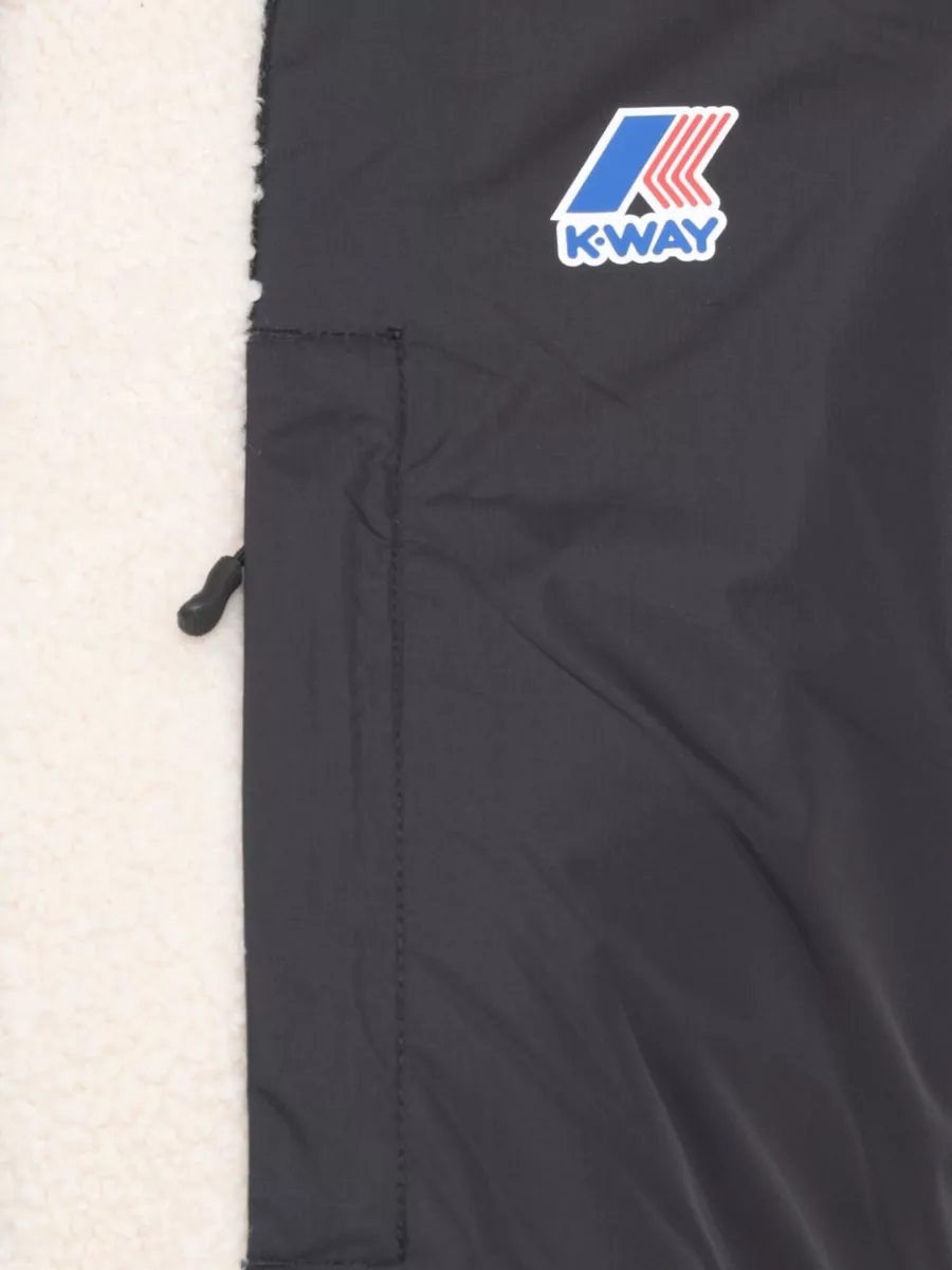 K-Way Hooded Zip-Up Faux Fur Jacket