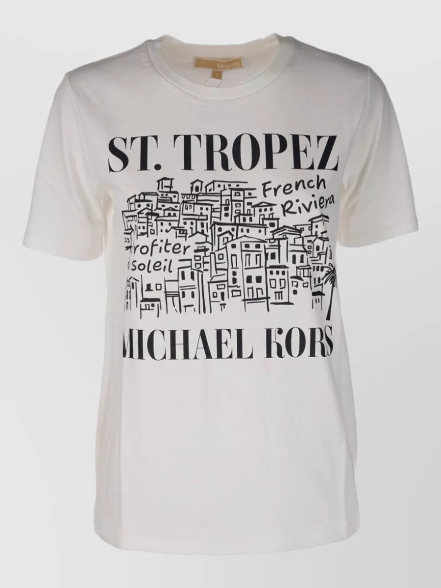 Michael Kors Short Sleeve Crew Neck Graphic T-shirt In Neutral