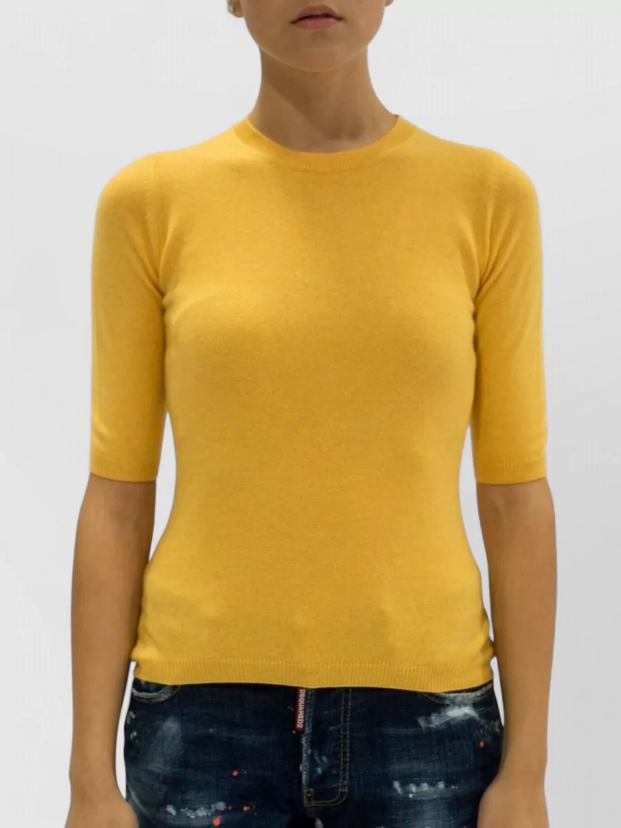 La Rose Cashmere 3/4-Sleeve Knitted Top