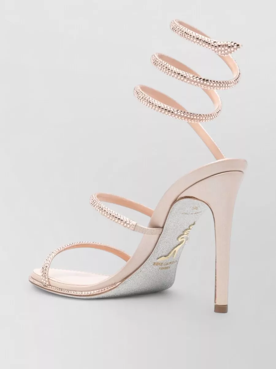 Rene Caovilla Leather Crystal-Embellished Wrap-Around Heel Sandals