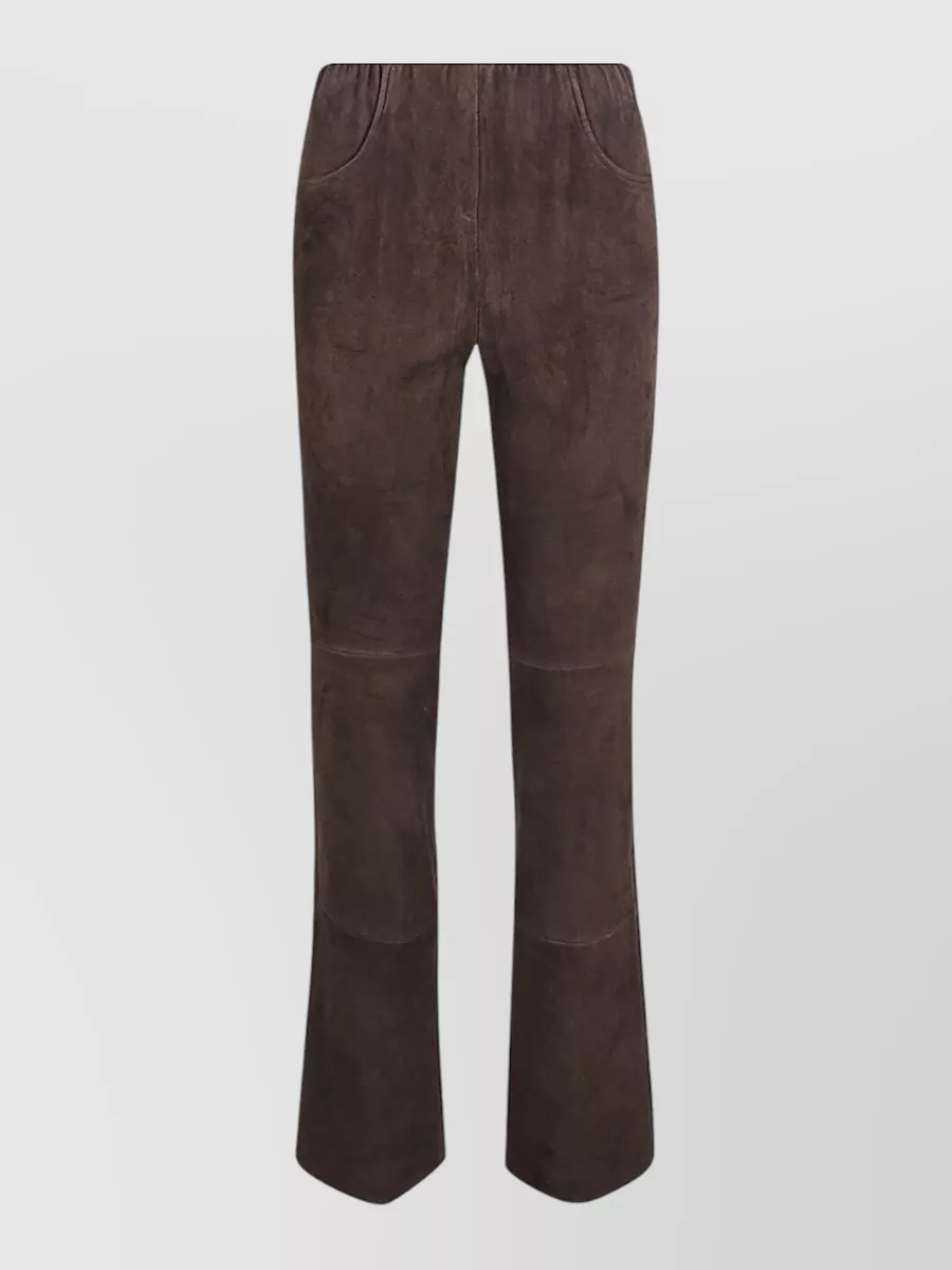 Via Masini 80 Leather High-Rise Flared Trousers