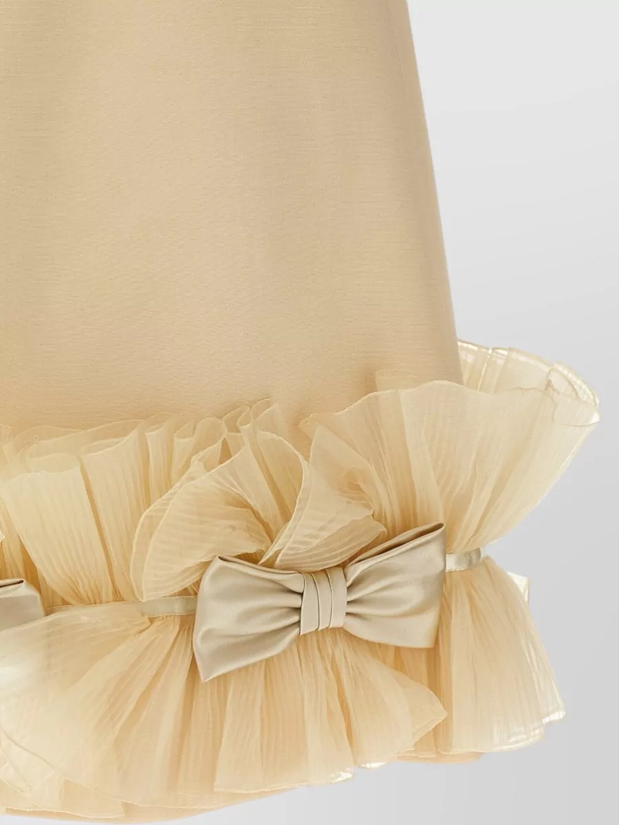 Valentino Garavani Bow Lace Dress Ruffle Hem Straps