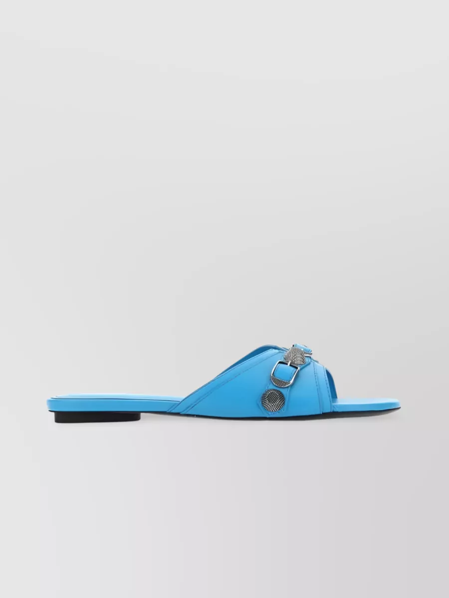 Shop Balenciaga Cagole Lambskin Sandals In Blue