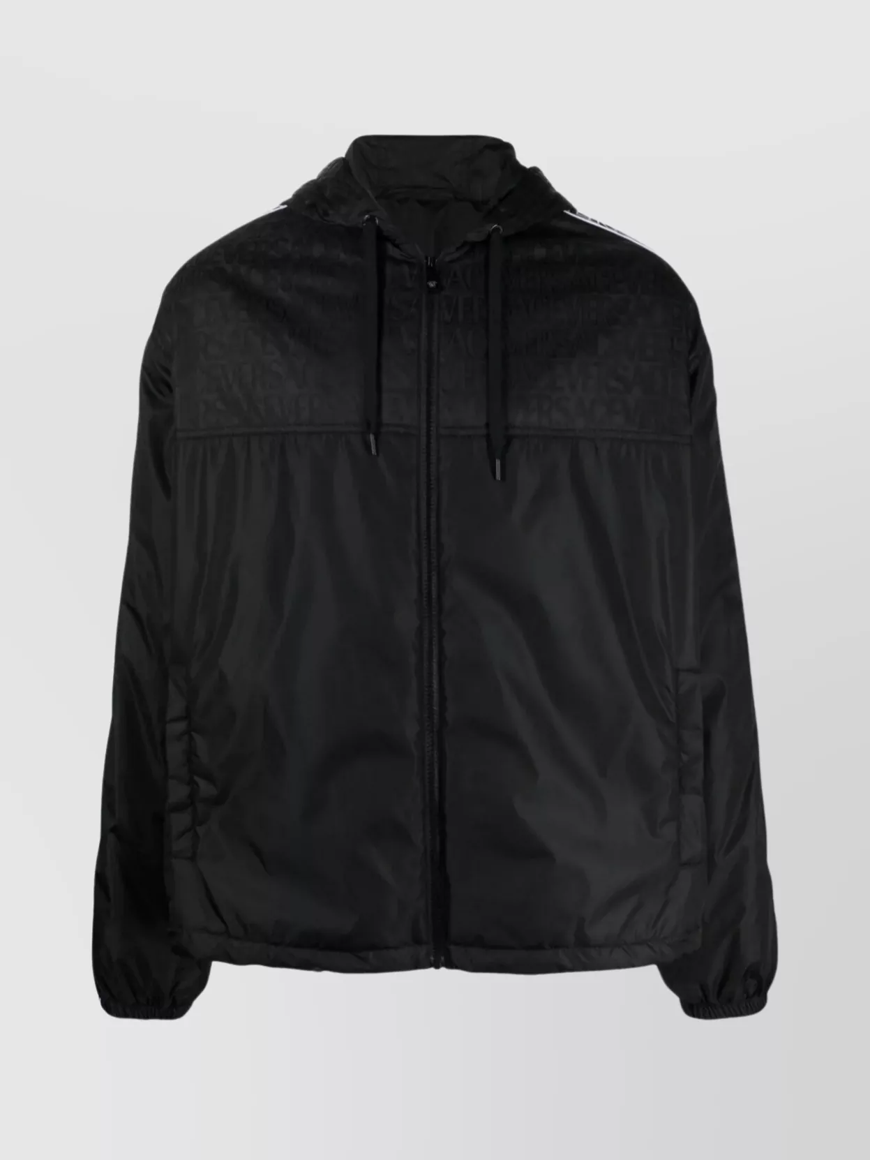 Shop Versace Logo Motif Hooded Jacket In Black