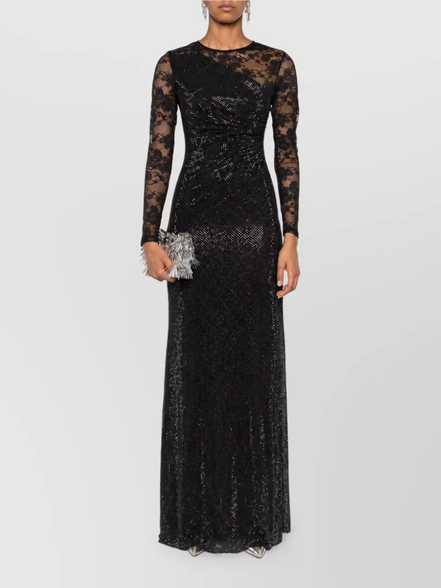 Self-Portrait Sheer Lace Asymmetric Maxi Dress