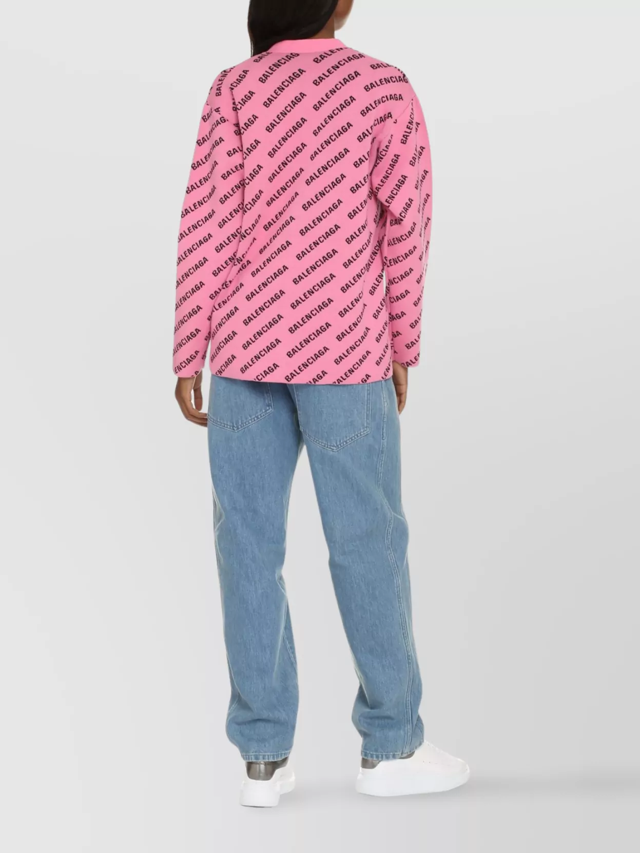 Balenciaga Logo V-neck Ribbed Knit Cardigan