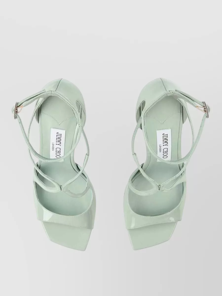 Jimmy Choo Leather Square-Toe Ankle-Strap Sandals