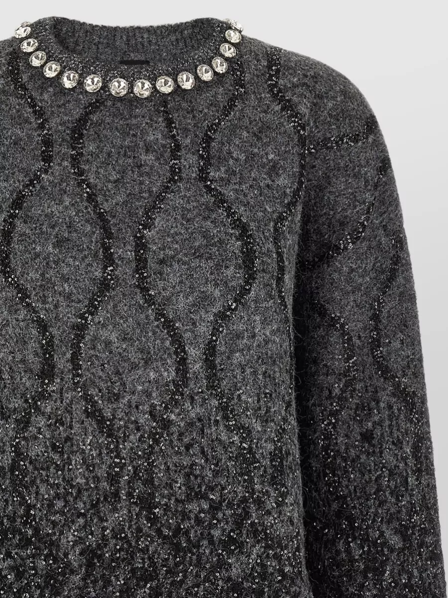 Pinko Sequined Jacquard Crew-Neck Jumper