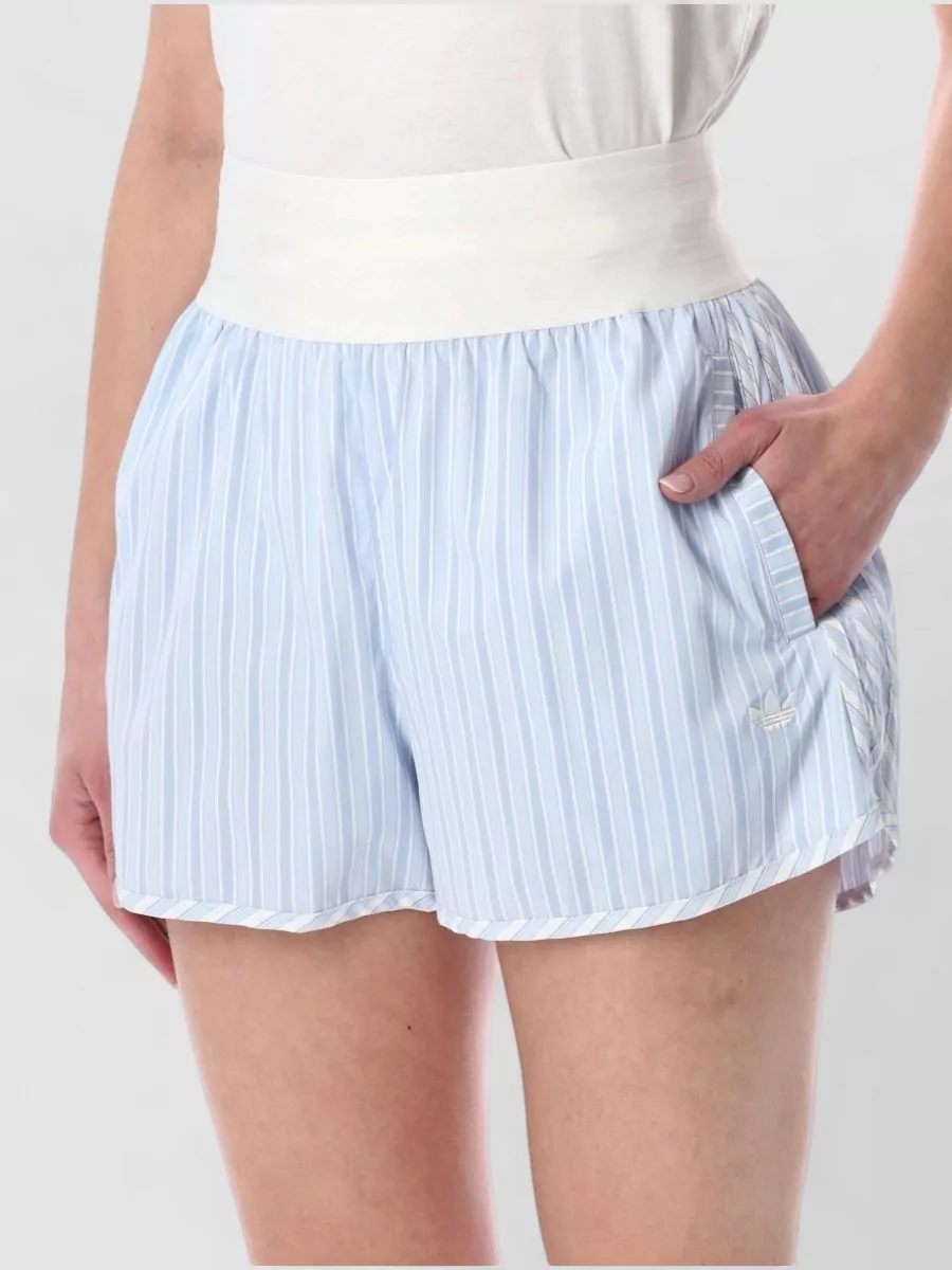 Adidas Originals Striped High-Rise Relaxed-Fit Poplin Shorts