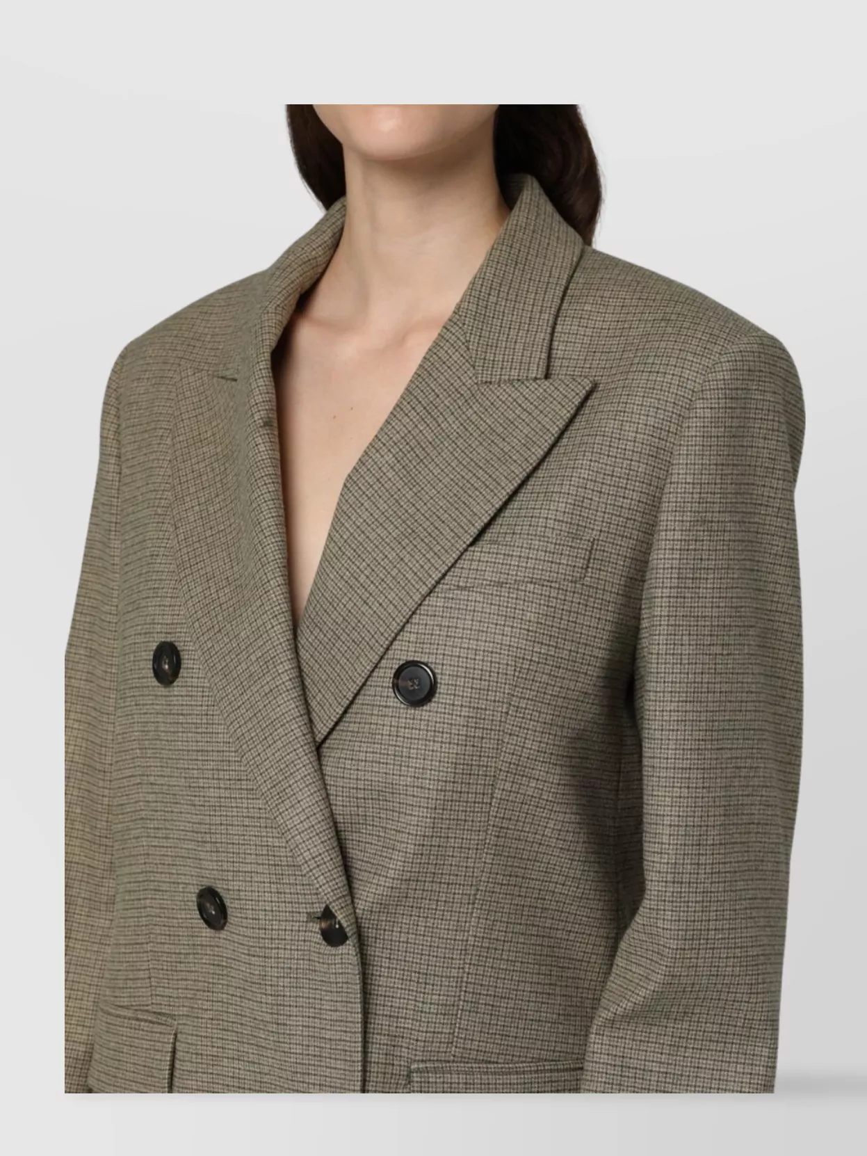 Pinko Double-Breasted Wool Blazer Featuring Lapel Collar