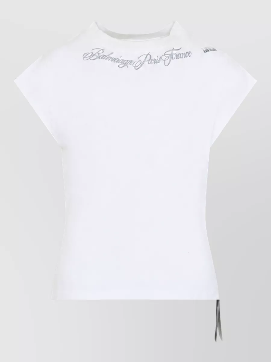 Balenciaga Distressed Printed Cotton Short-Sleeve Top