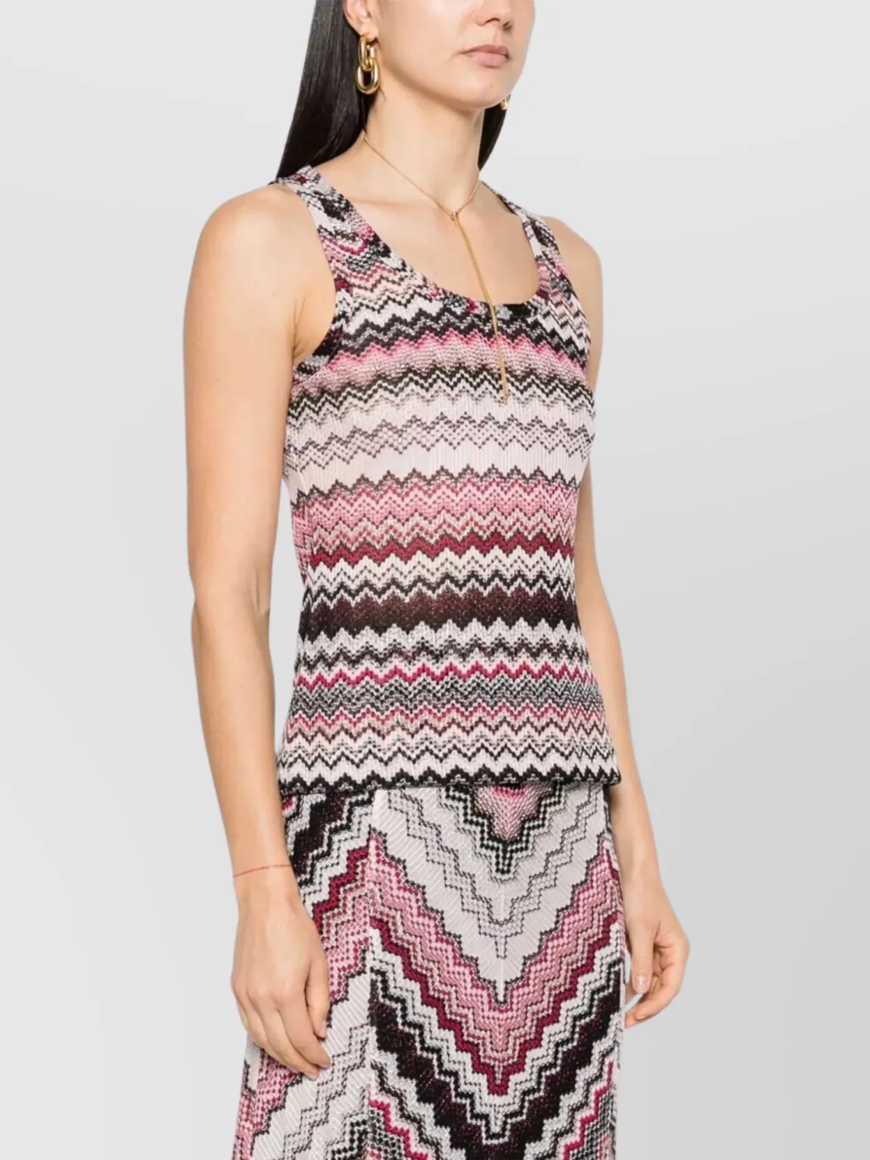 Missoni Chevron Knit Scoop Neck Sleeveless Top