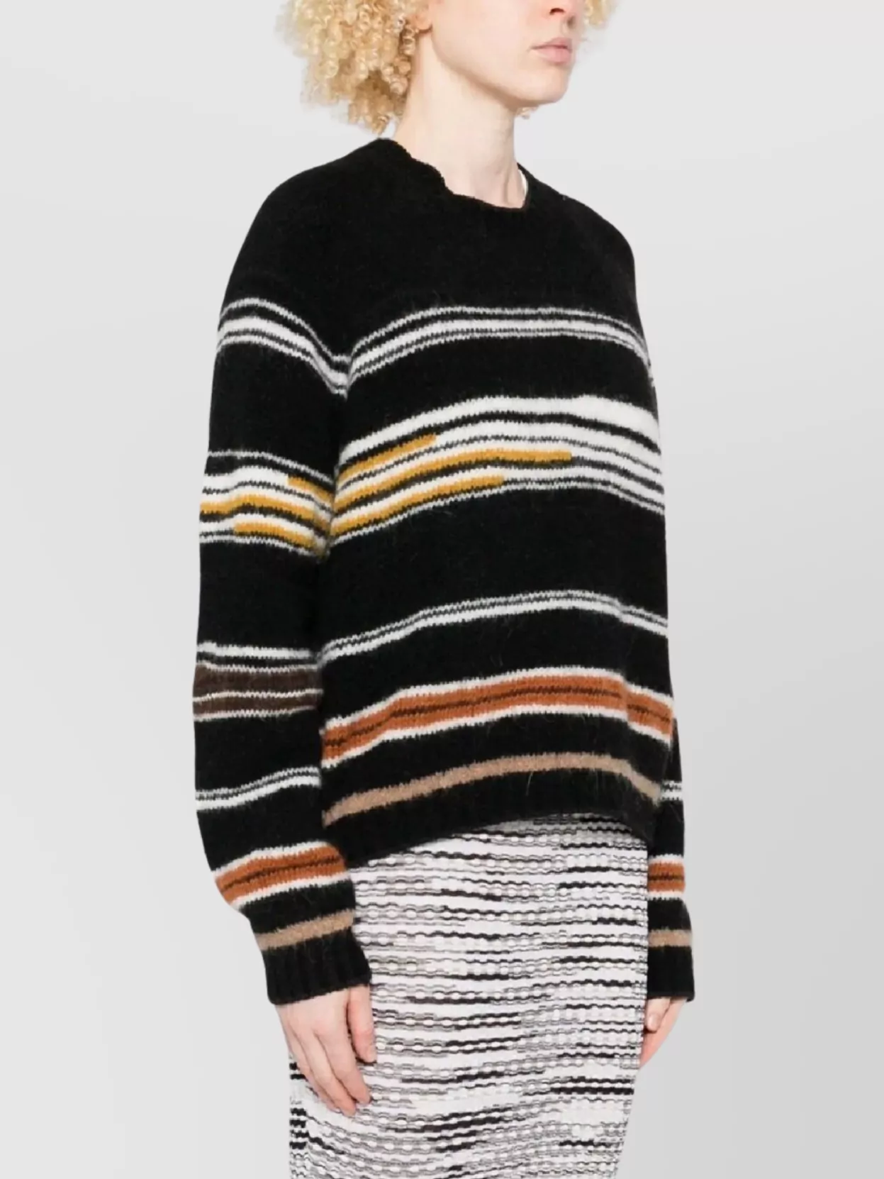 Missoni Striped Long Sleeve Crew Neck Knit Sweater