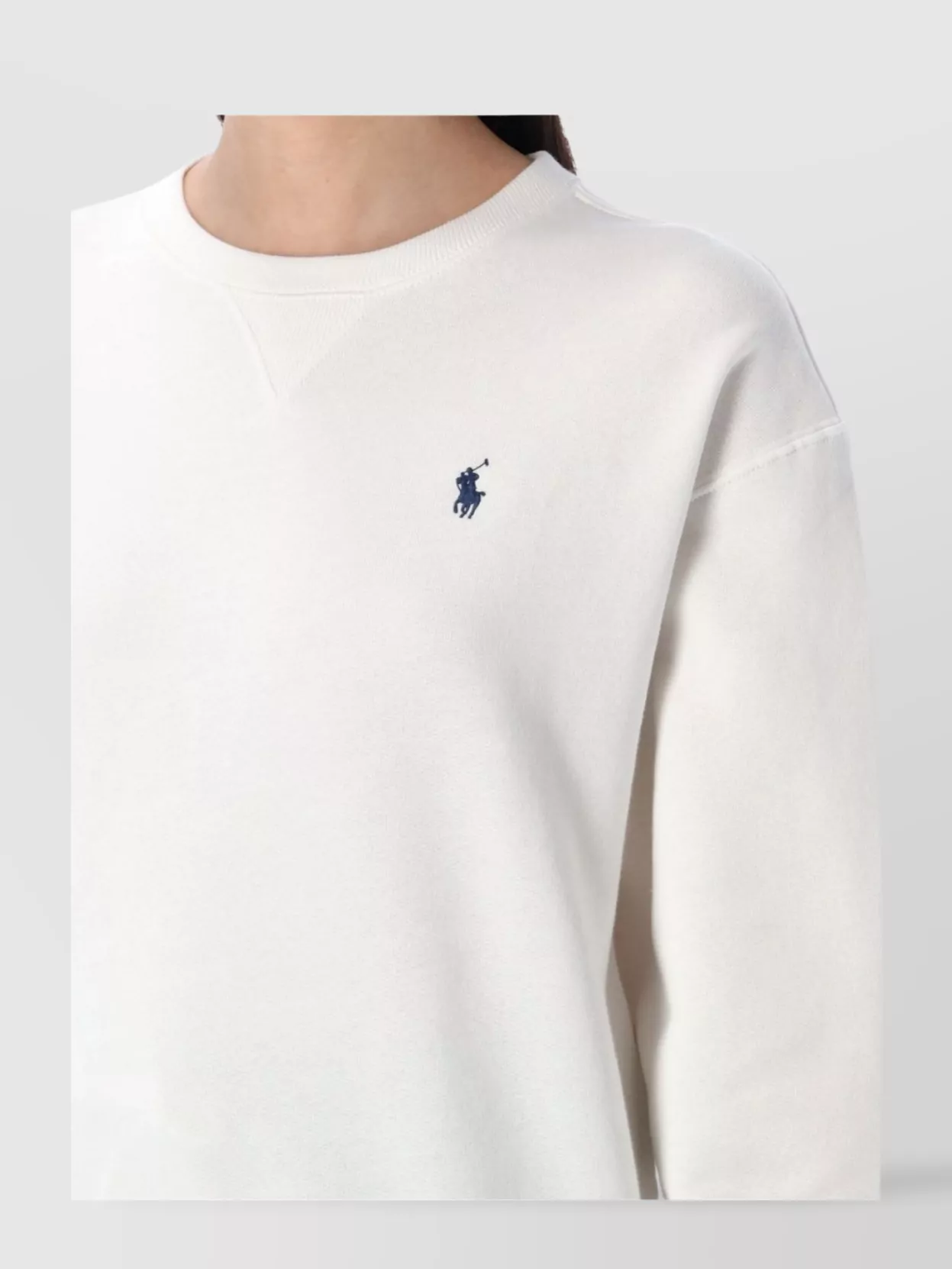 Shop Polo Ralph Lauren Ribbed Cotton Blend Crew Neck Fleece