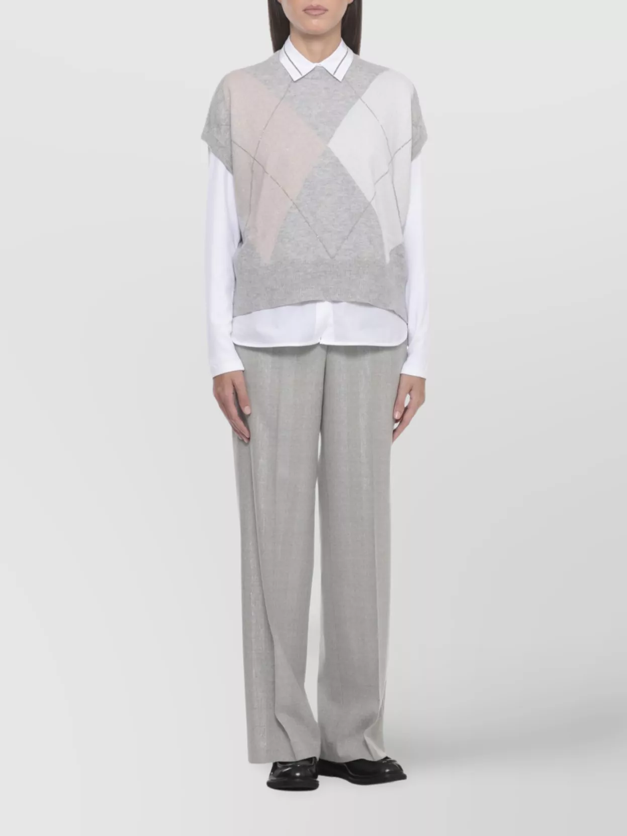 Peserico Argyle Pattern Wool And Silk Top In Multi