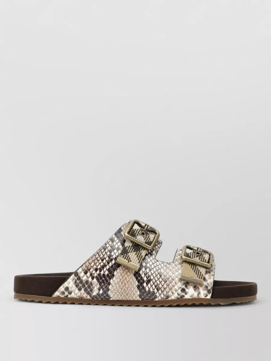 Burberry leather python print slides