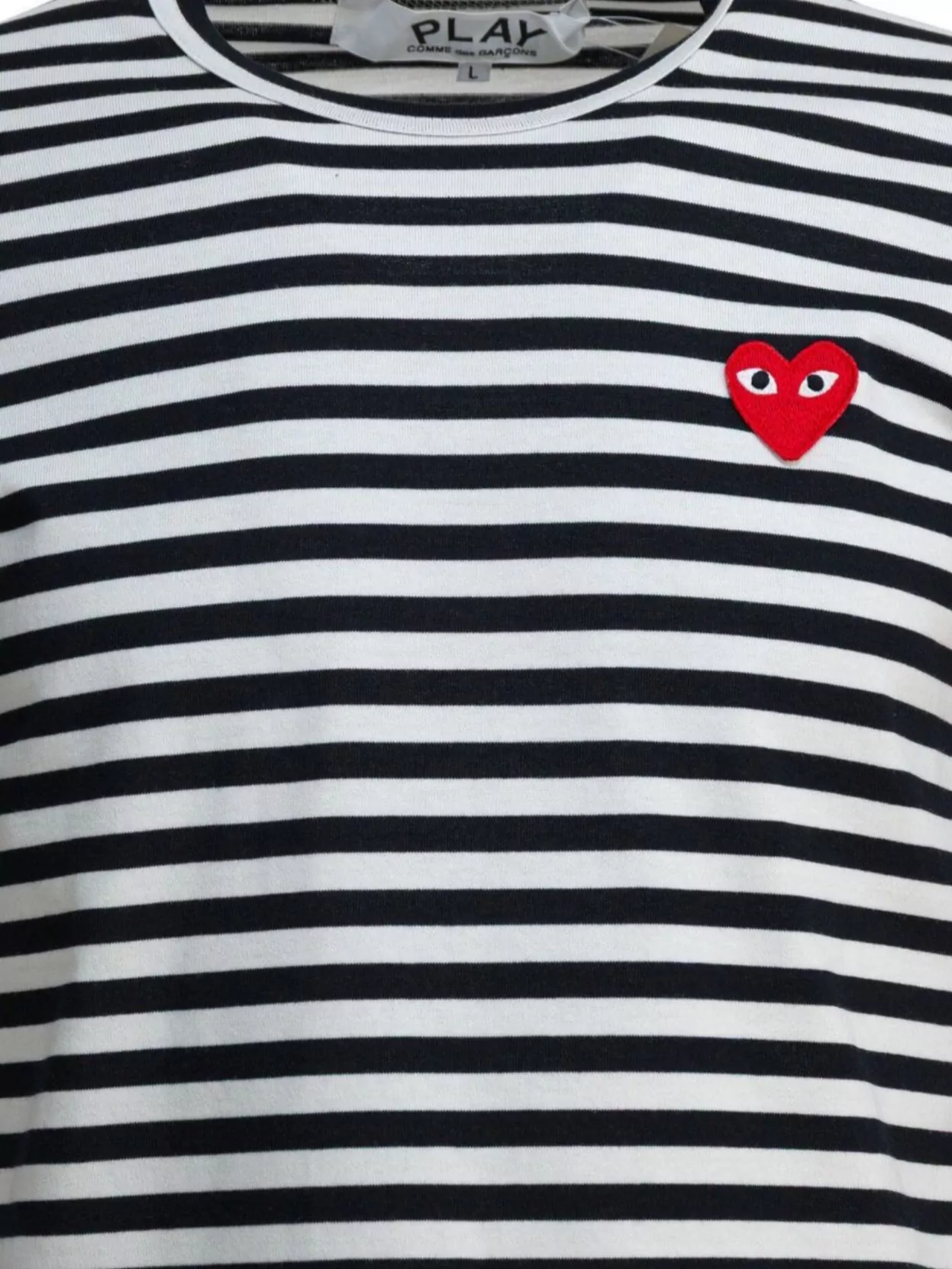 Comme Des Garçons Play Long Sleeve Striped Crew Neck T-Shirt