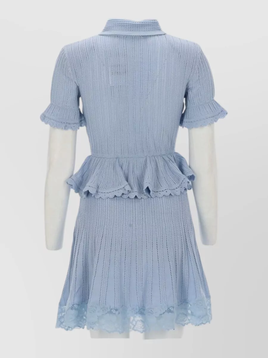 Self-Portrait Pointelle Knit Slim-Fit Mini Dress