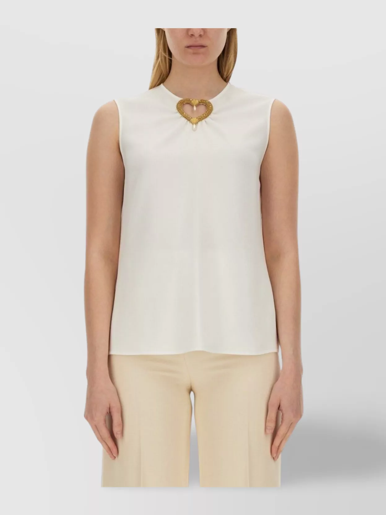 Moschino Blouse With Heart Applique And Subtle Keyhole Detail
