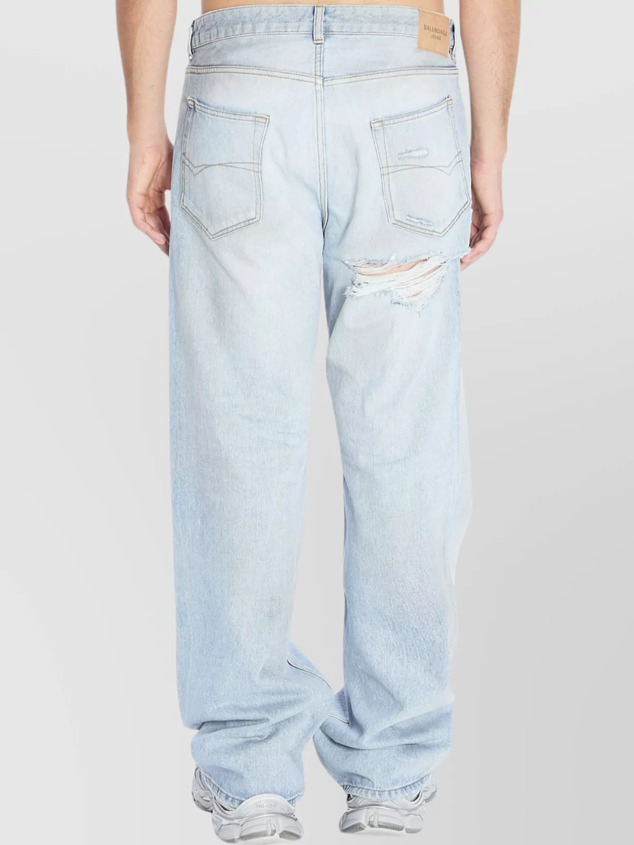 Balenciaga Relaxed Fit Distressed Denim Trousers In Blue