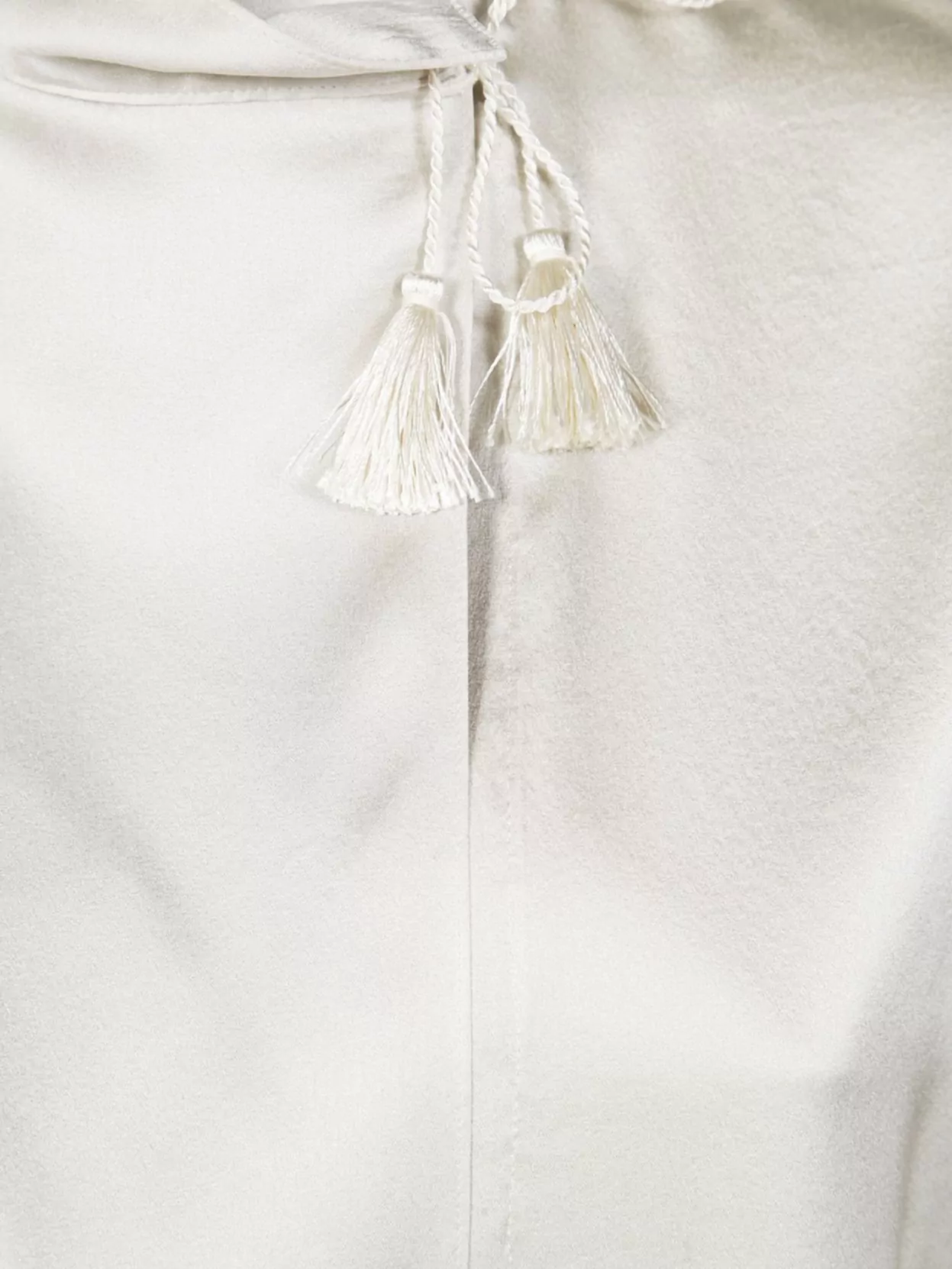 Forte Forte Silk Satin Tassel Detail Long Sleeve Top