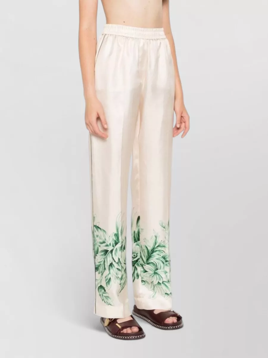 F.r.s For Restless Sleepers Silk Floral-Print Wide-Leg Trousers