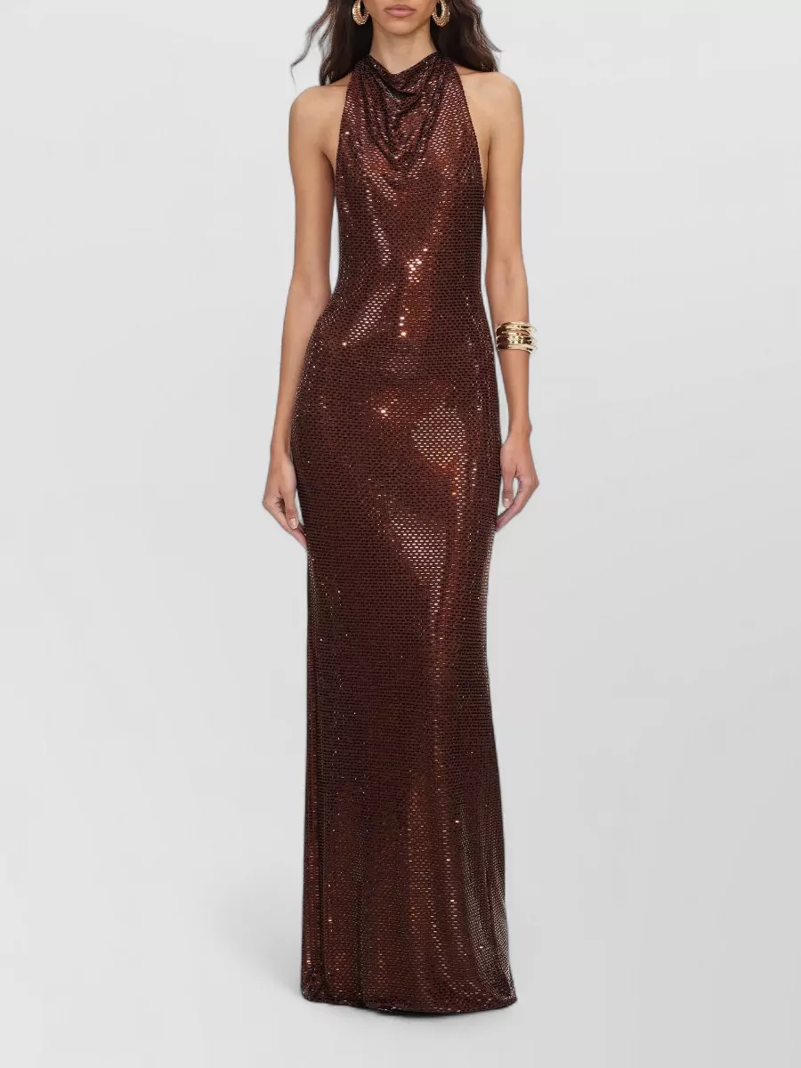 Self-Portrait Embellished halterneck racerback maxi gown
