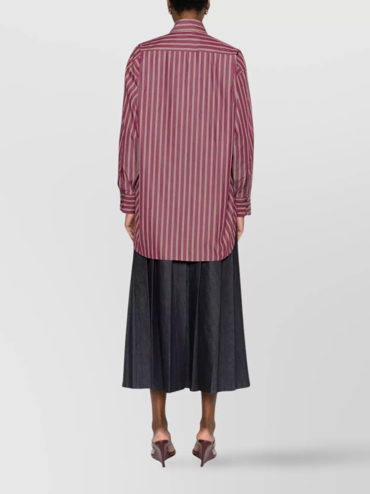 Etro Striped Cotton Shirt Long Sleeves In Red