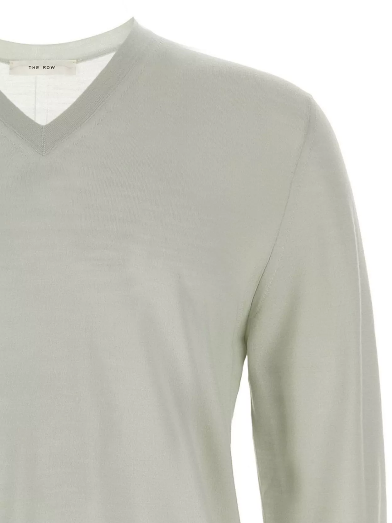 The Row 'Dimarco' V-Neck Ribbed Sweater With Long Sleeves