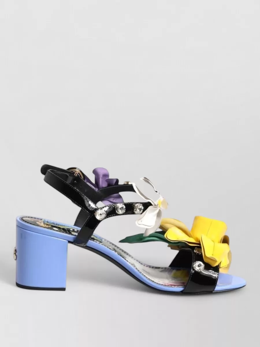 Dolce&Gabbana Floral Crystal-Embellished Leather Sandals