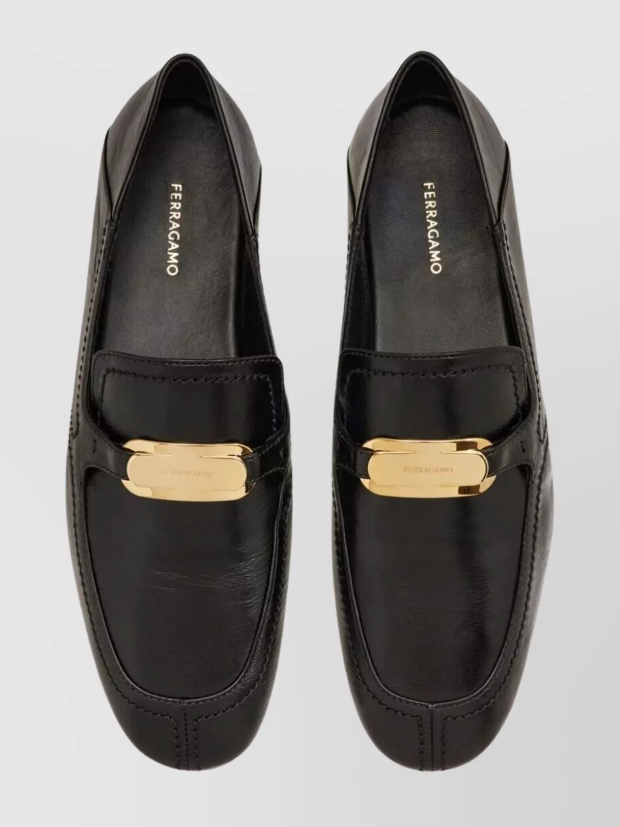 Ferragamo Elaine Vara Buckle Loafers In Calf Leather In Gray
