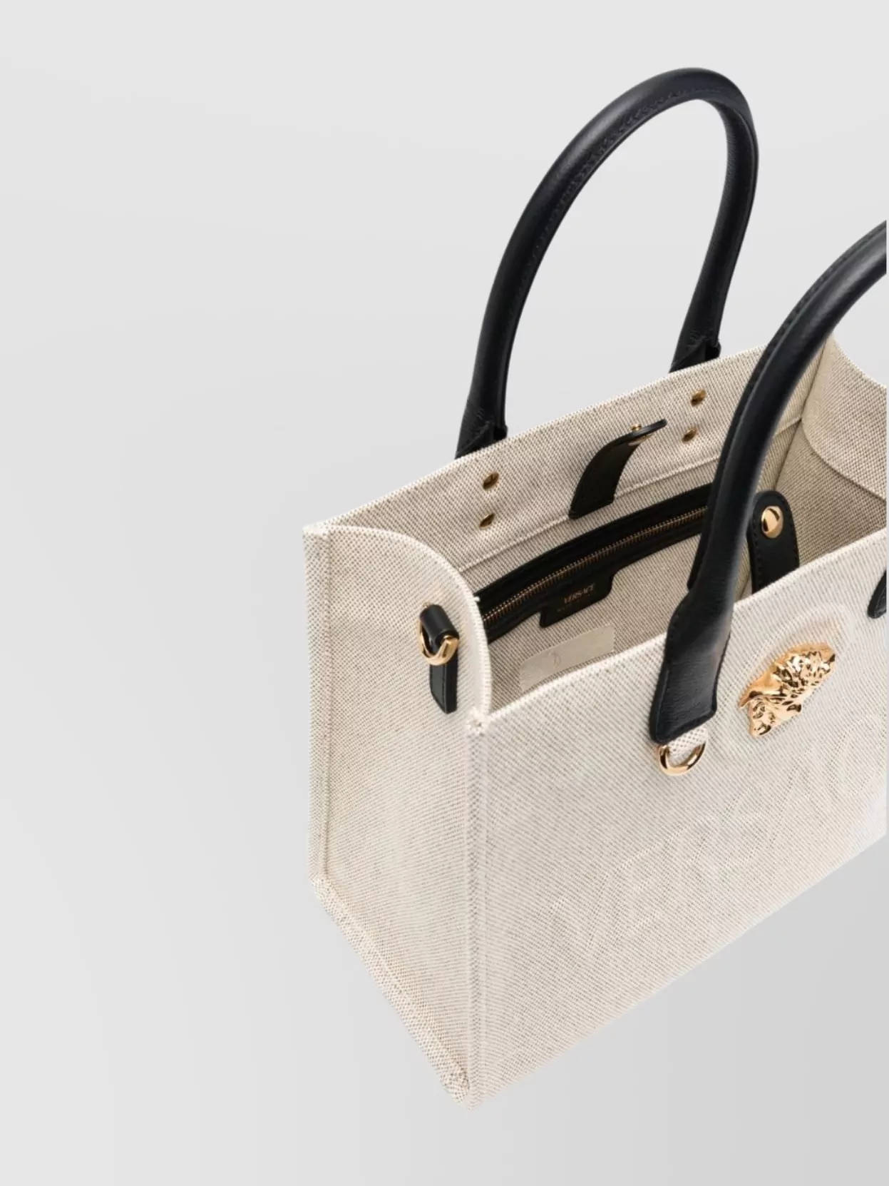 Versace Structured Shoulder Bag Cotton Blend Calfskin