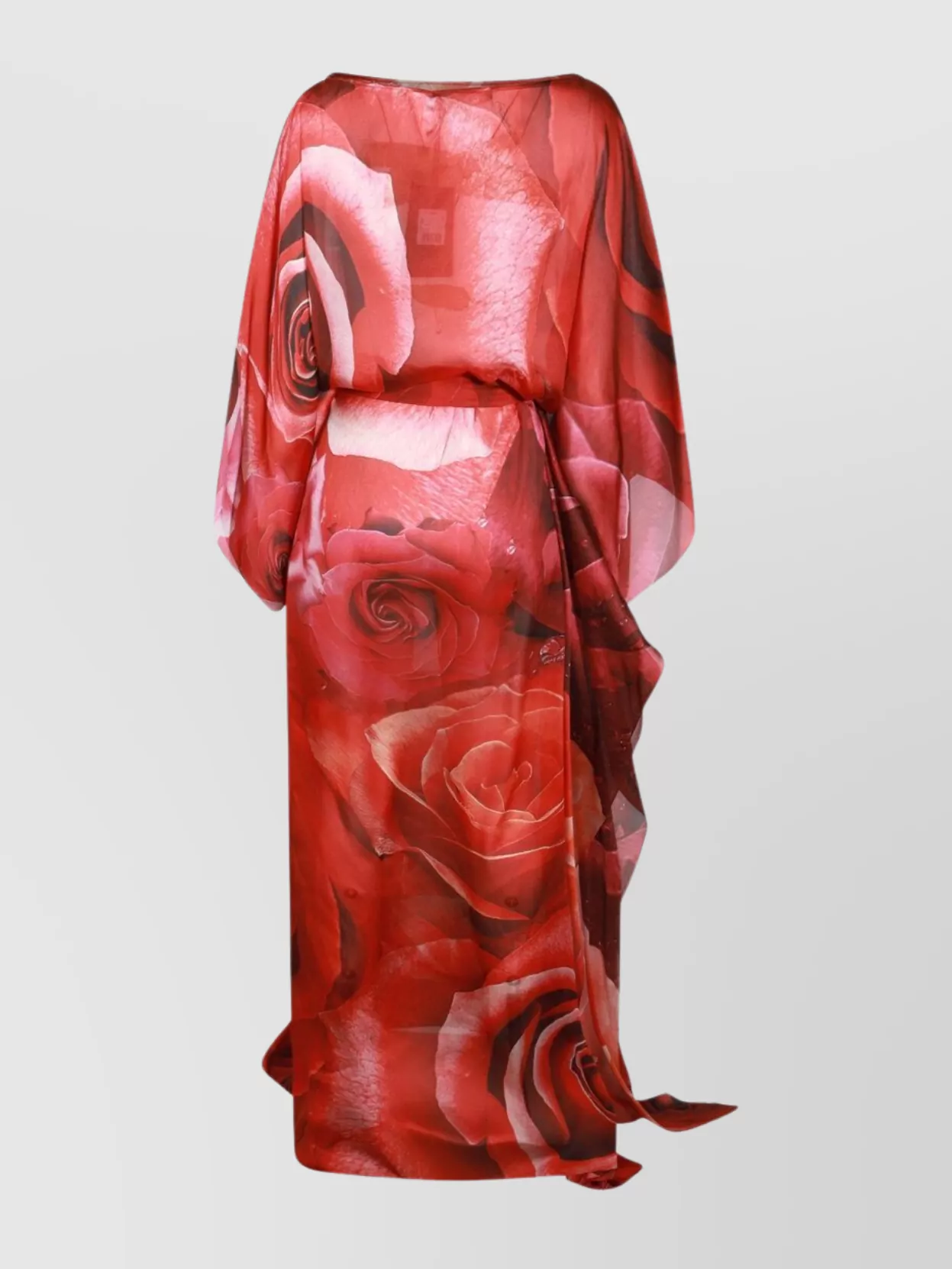 ROBERTO CAVALLI WAIST BELTED FLOWY FLORAL KNEE LENGTH DRESS