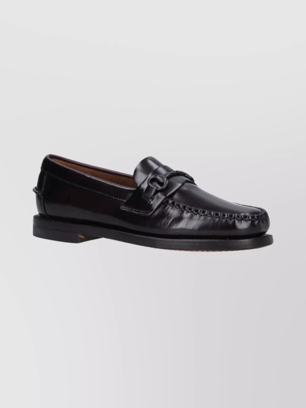 Sebago Leather Round Toe Loafers With Rubber Sole