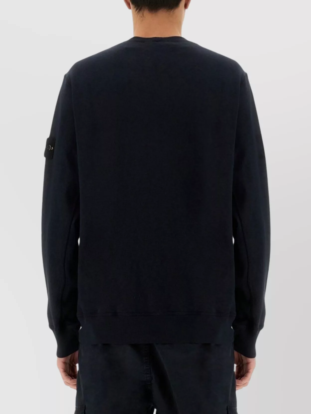 Stone Island Cotton Sweatshirt With Logo Embroidery On The Left Sleeve In Blue