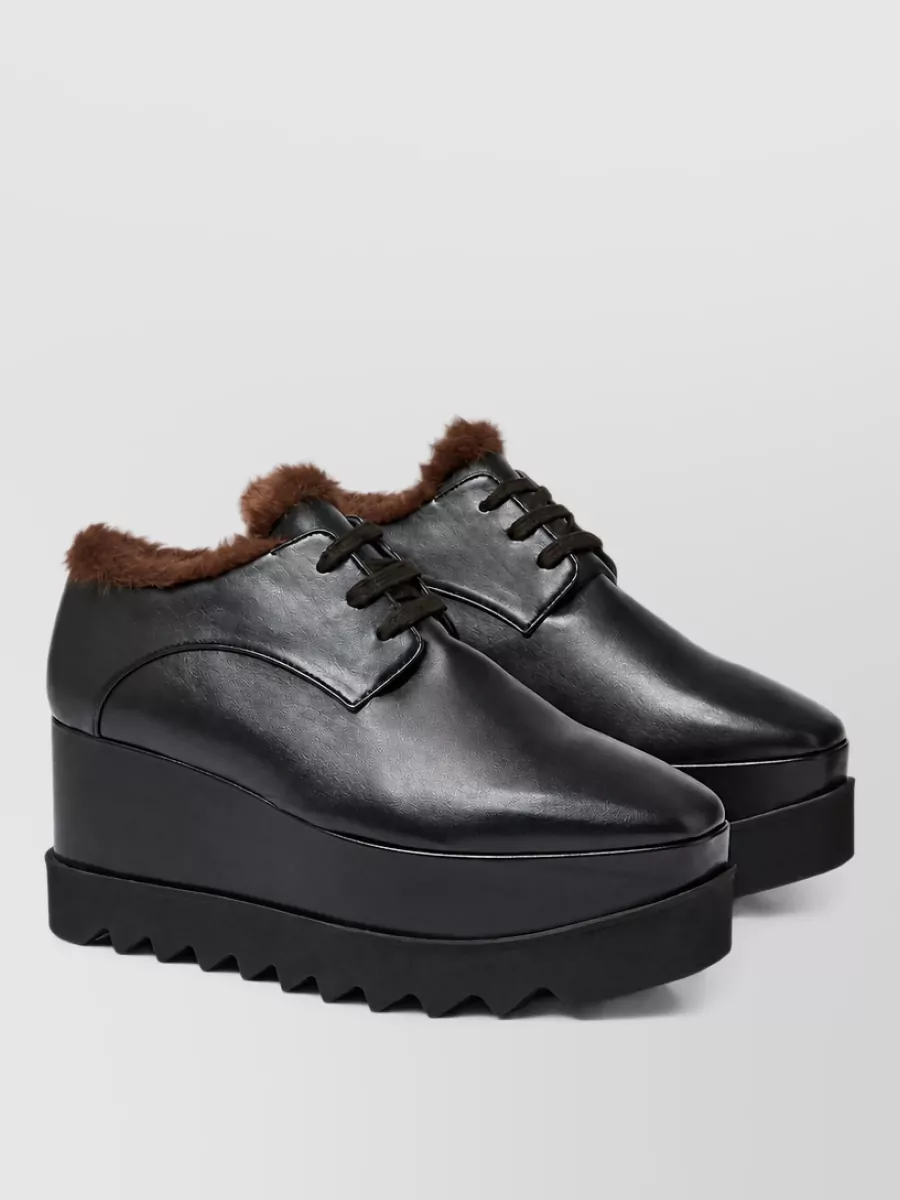 Stella Mccartney faux fur trim platform lace-up shoes
