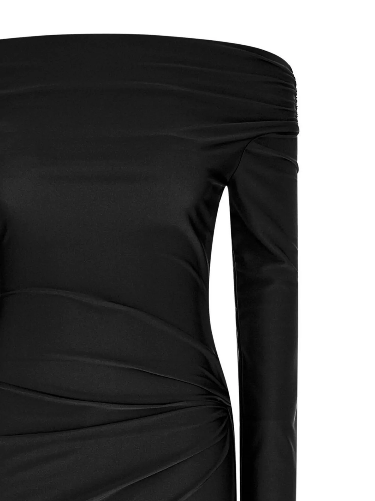 The Andamane Off-the-shoulder Long Sleeve Fitted Jumpsuit In Black