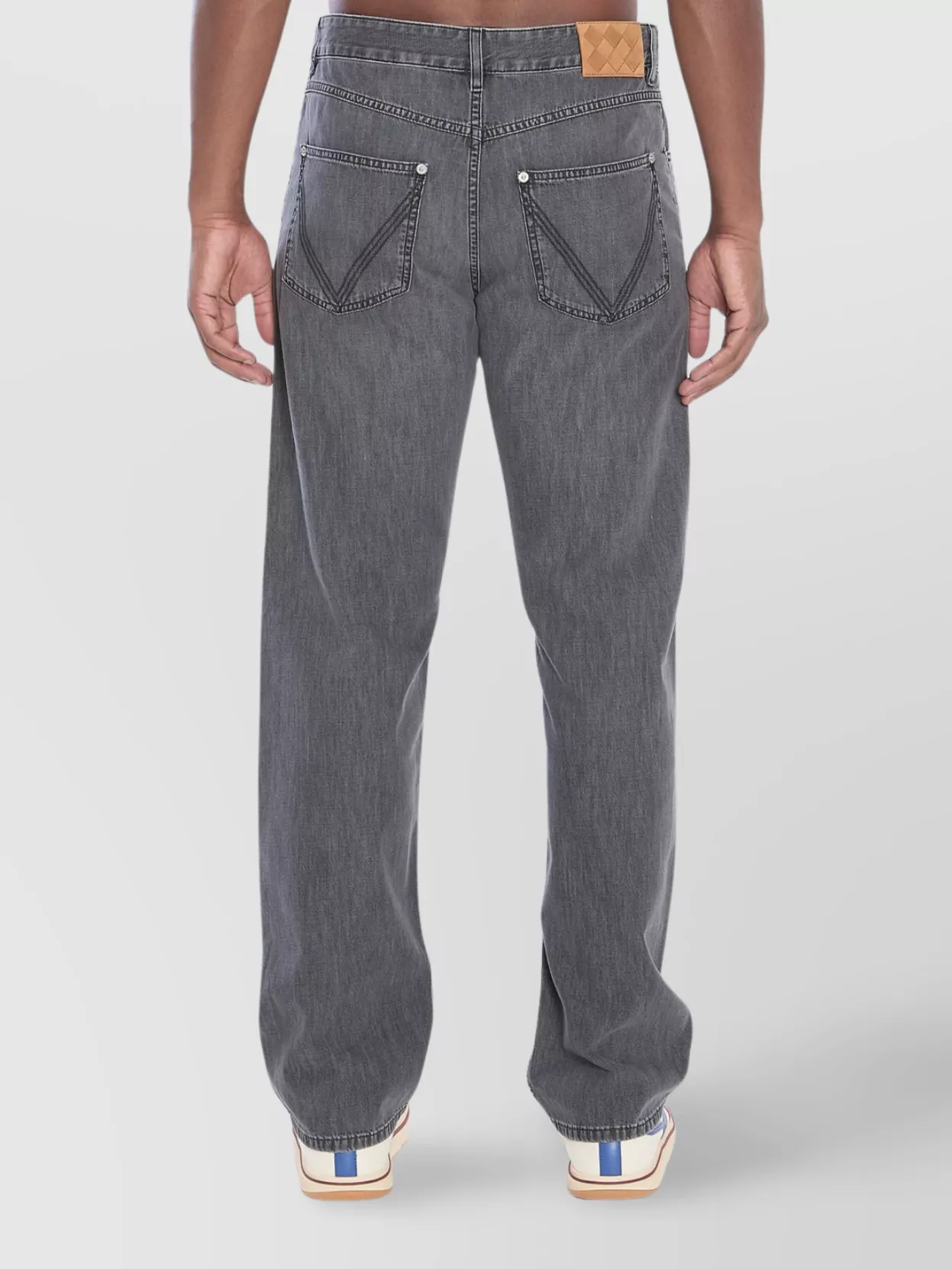 Bottega Veneta Denim Trousers Straight-Leg Contrast Stitching