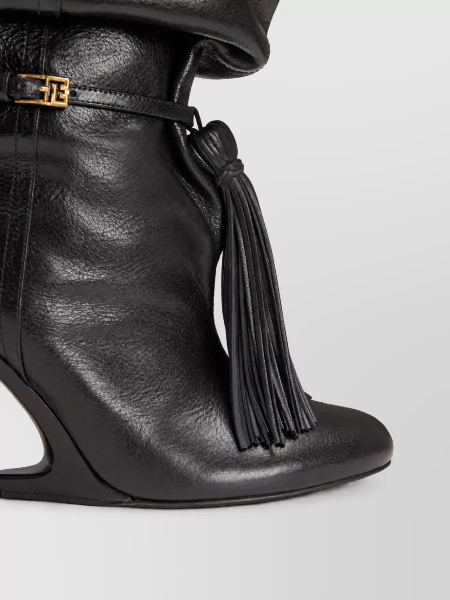 Balmain textured leather thigh-high boots